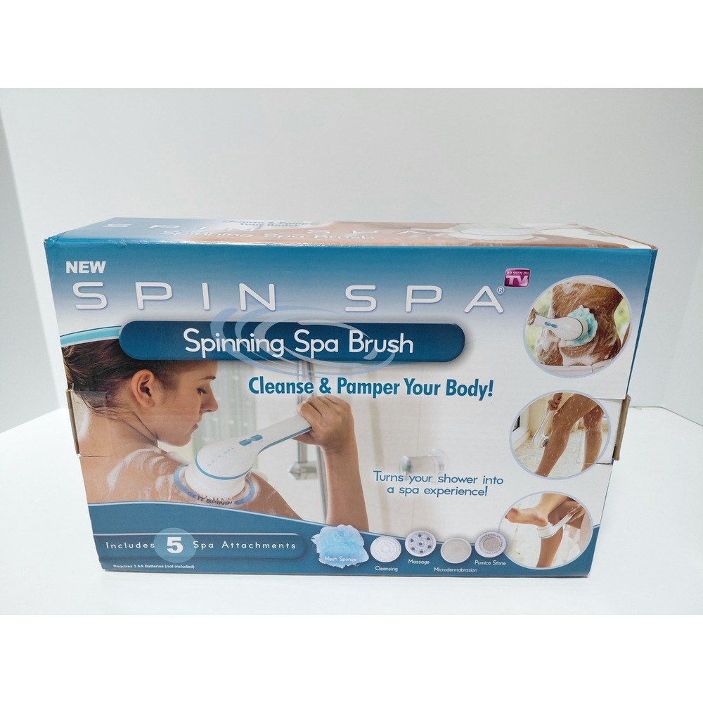 Spin Spa Spinning Spa Brush Body Cleansing System with 5 Attachments New